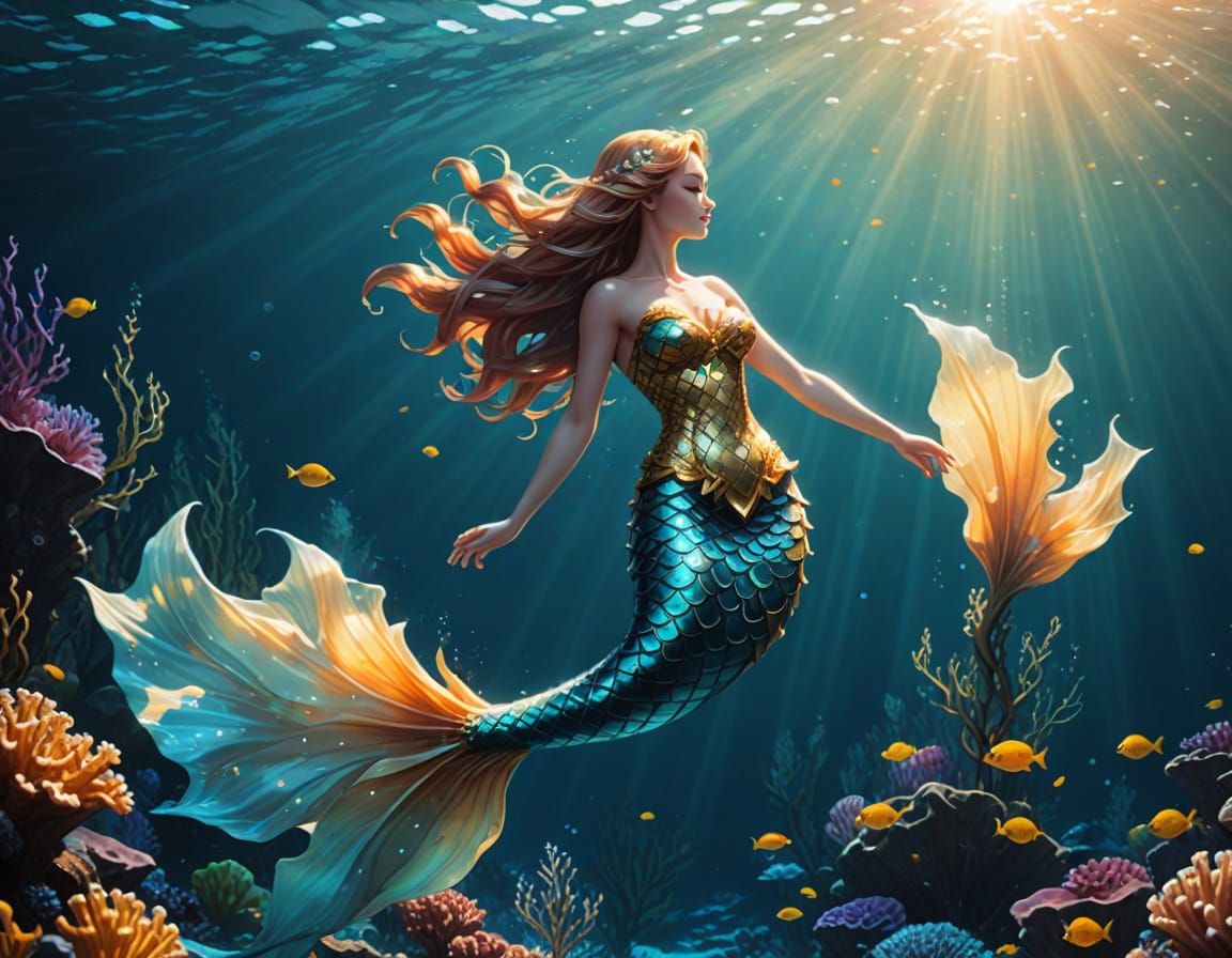 Vibrant Mermaid in Frigidity Manhwa Style