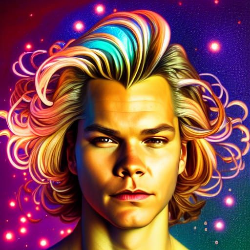 River Phoenix Portrait in Oil with Luminous Sparkles
