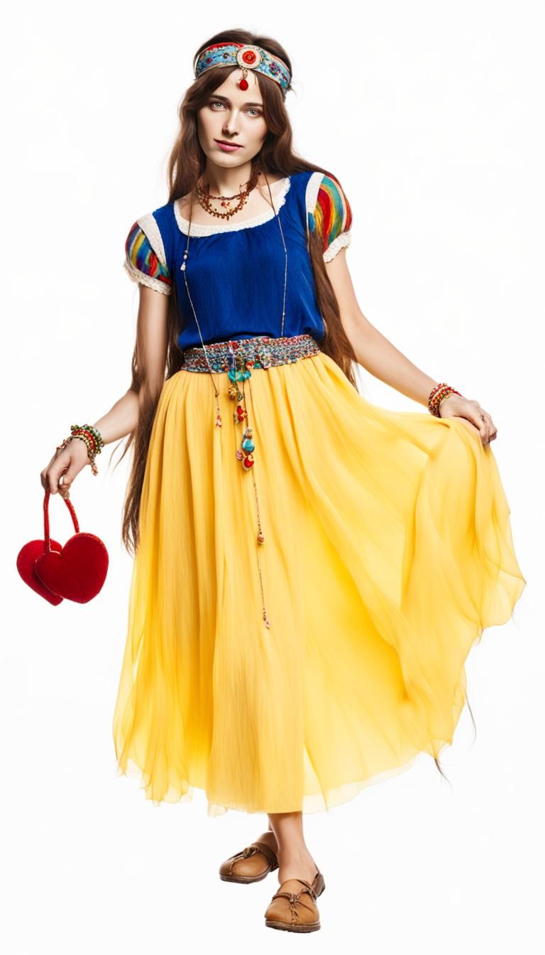 Hippie Snow White Portrait: Aged Festival Photograph