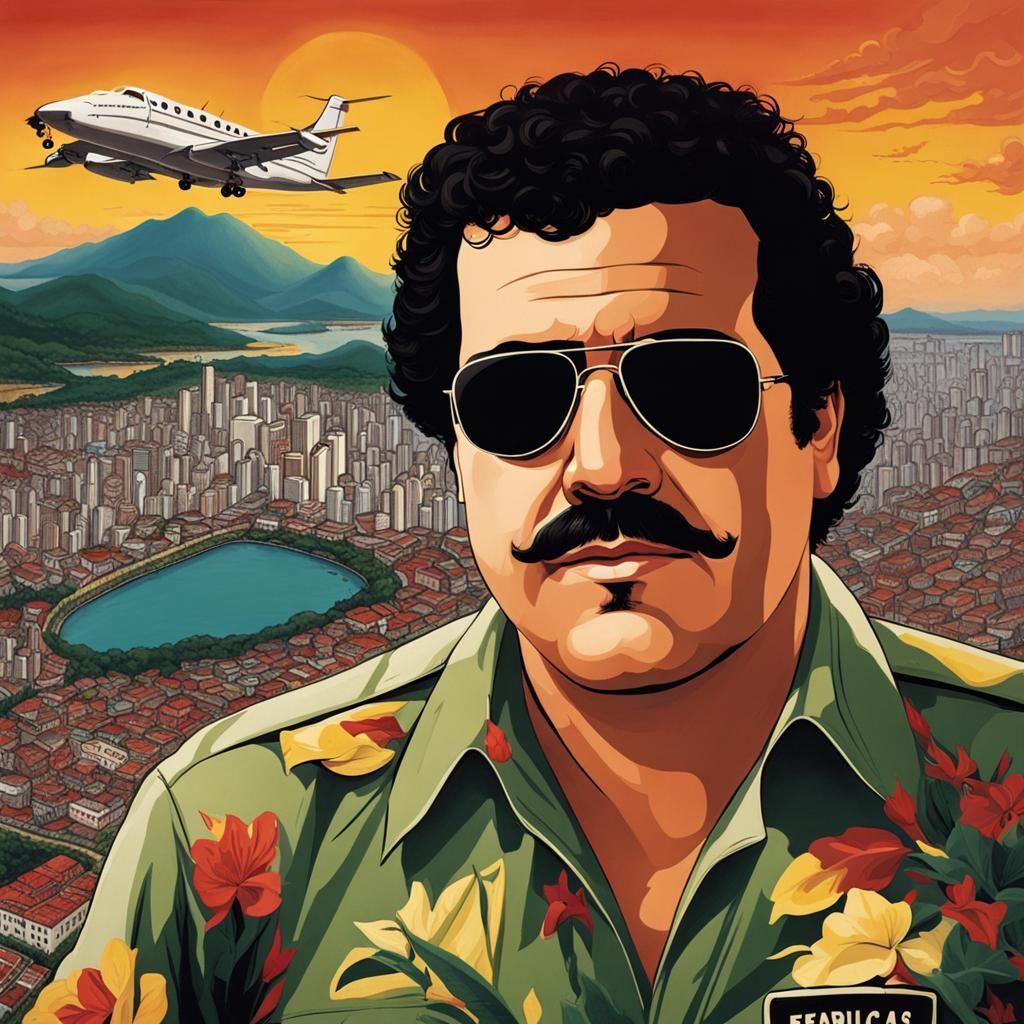 Pablo Escobar in Favela with Security and Airplanes