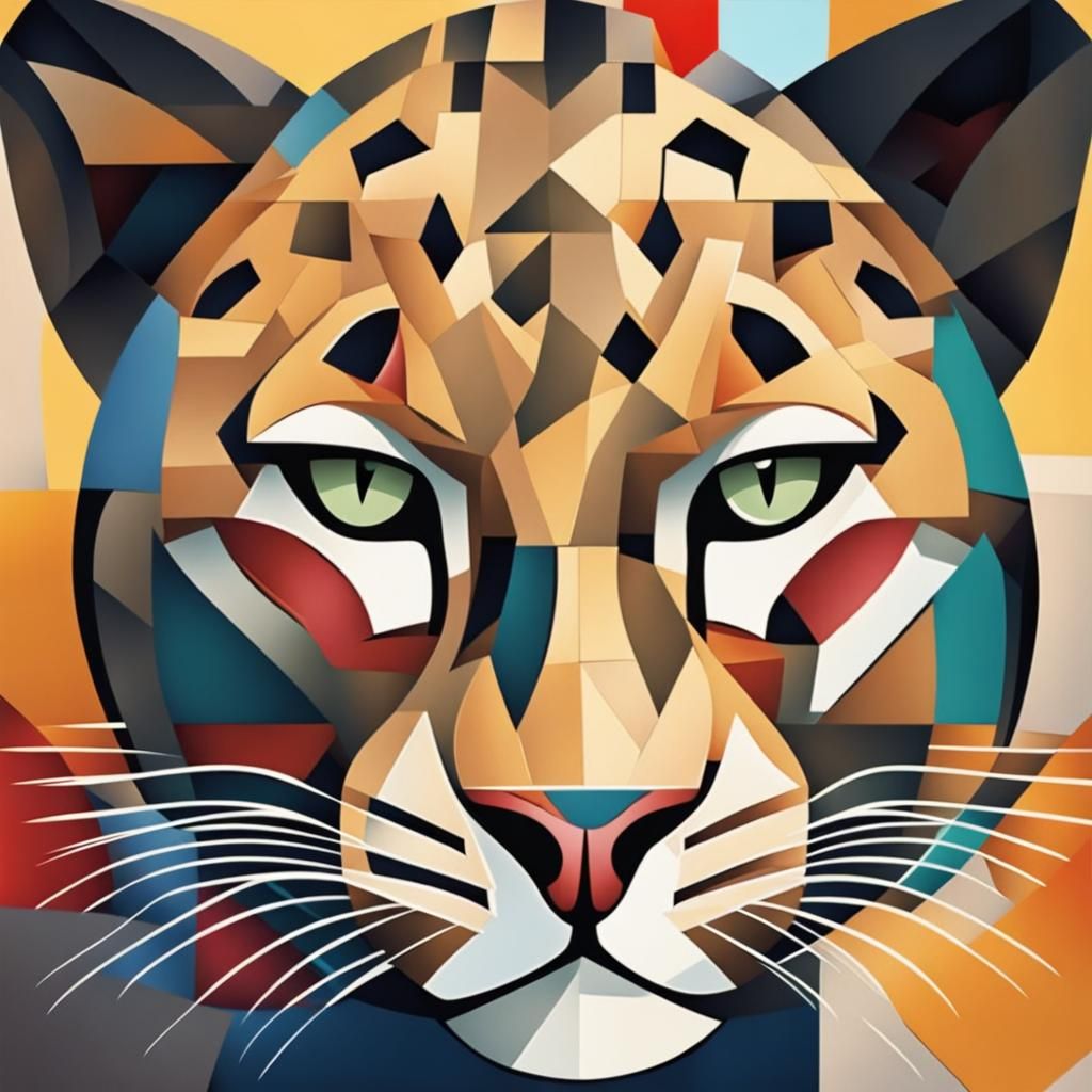 Cubist Leopard in Geometric Art Deco Style