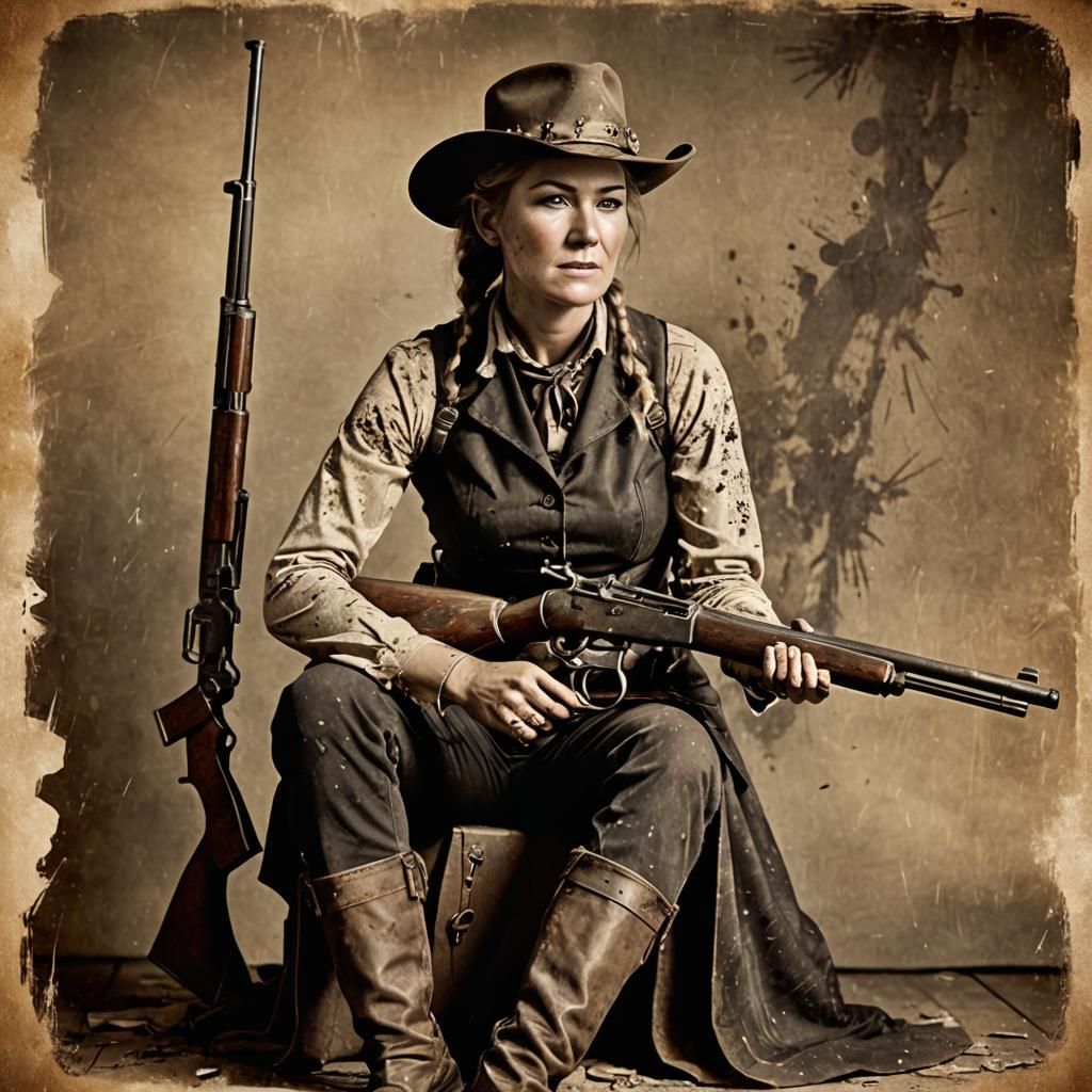 Calamity Jane with Rifle in Vintage Photograph