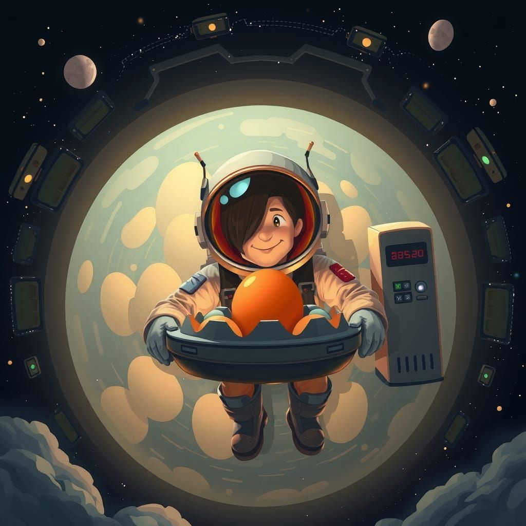 Egg delivery man in Space
