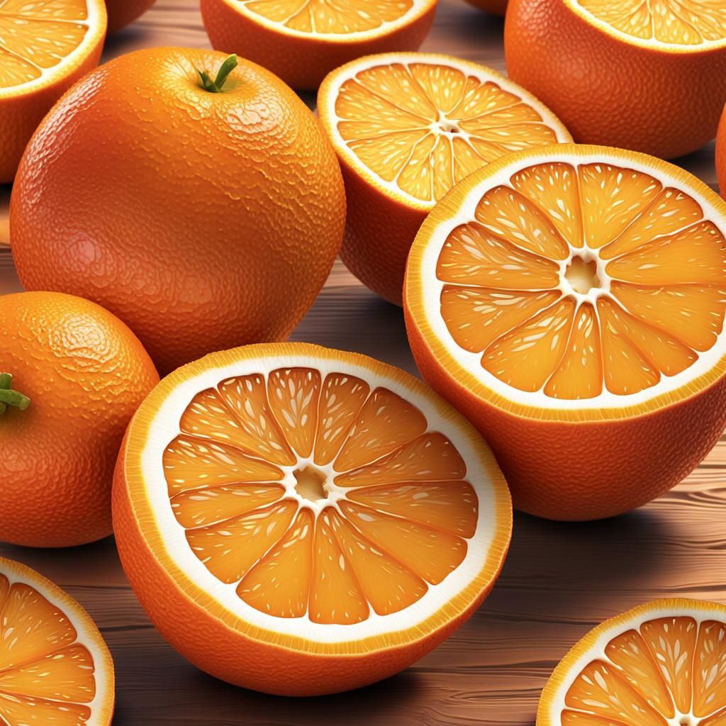 Vibrant Orange Fruit Still Life in 3D