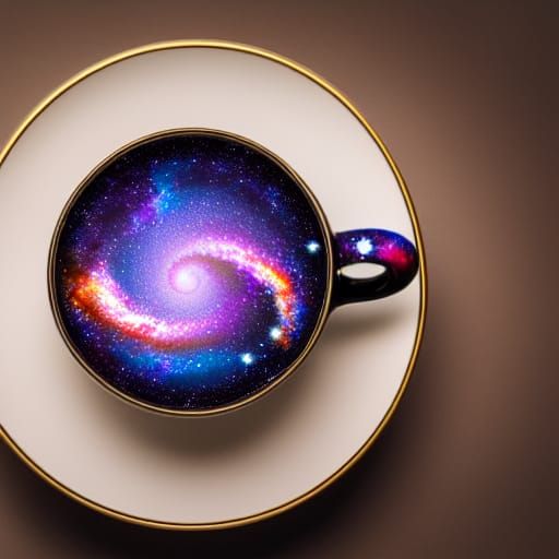 Epic Galaxy Inside Teacup Digital Painting