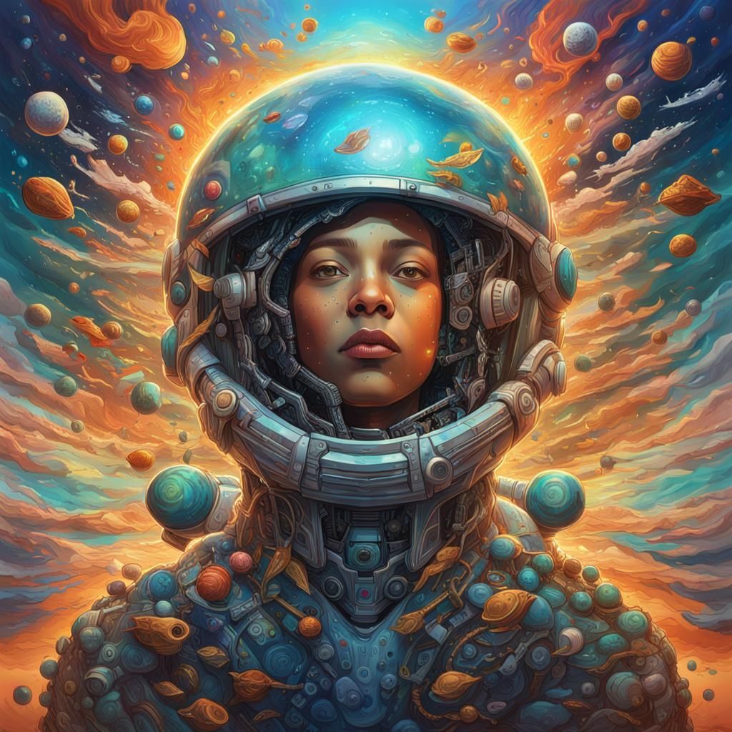Robots Unite in Space: Hyperrealistic Splash Art