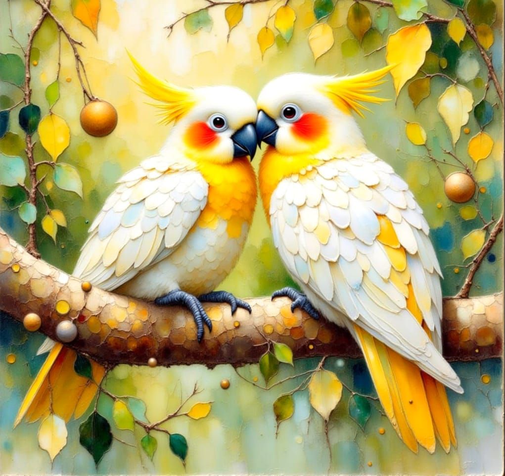 Sulphur-crested Cockatoos in Intimate Close-up, Gumtree Bran...