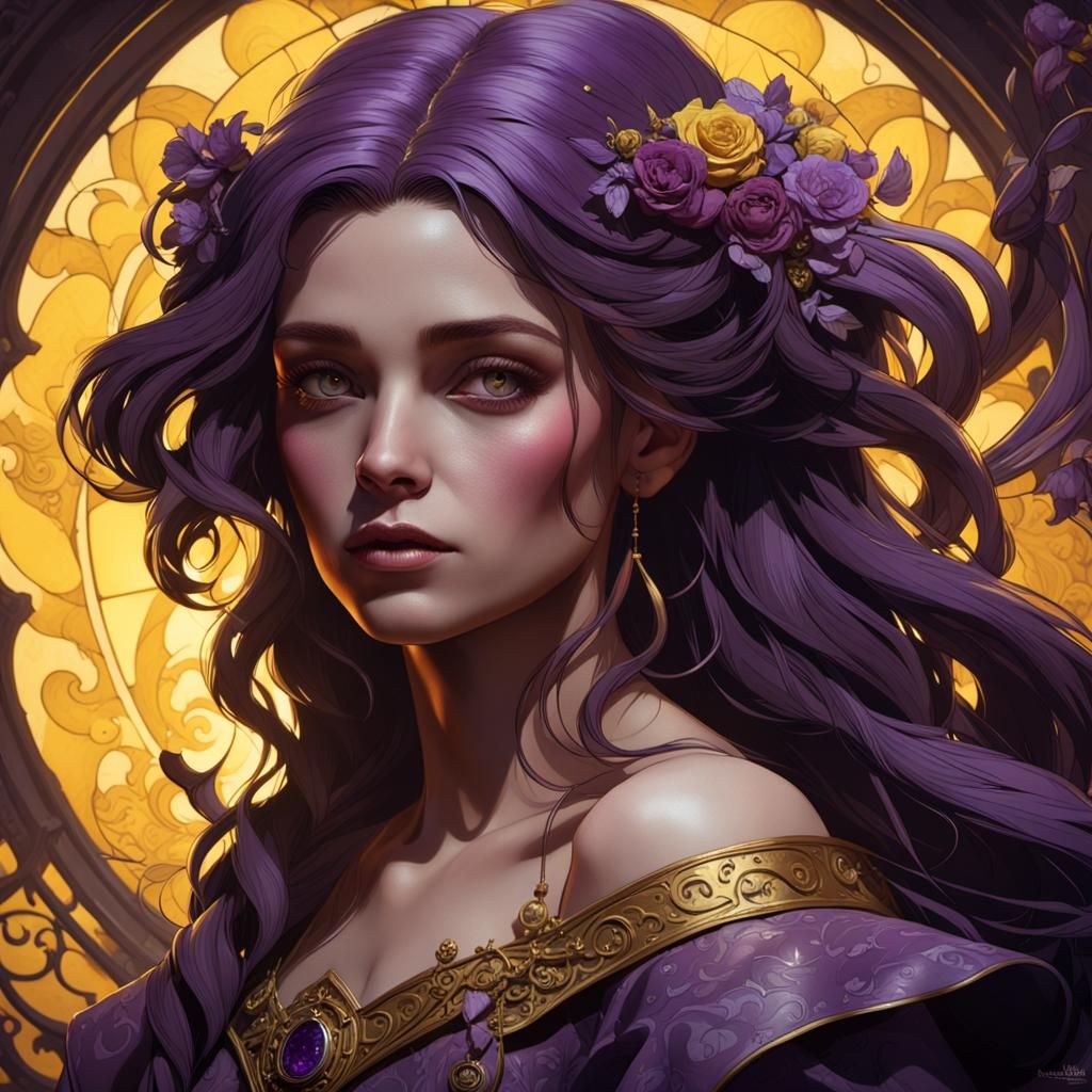Dark Fantasy Art Nouveau Portrait in 8K