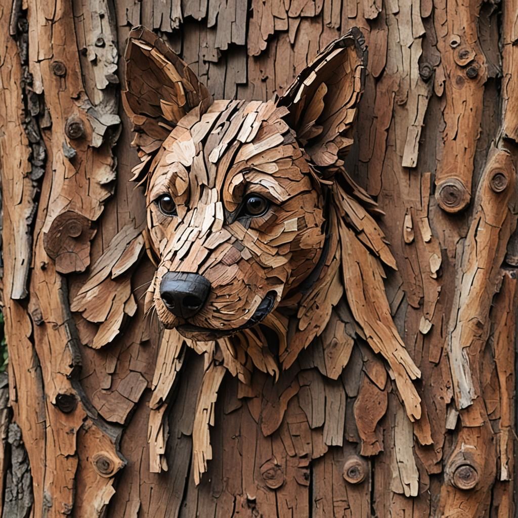 Tree Bark Dog: A Natural Sculpture