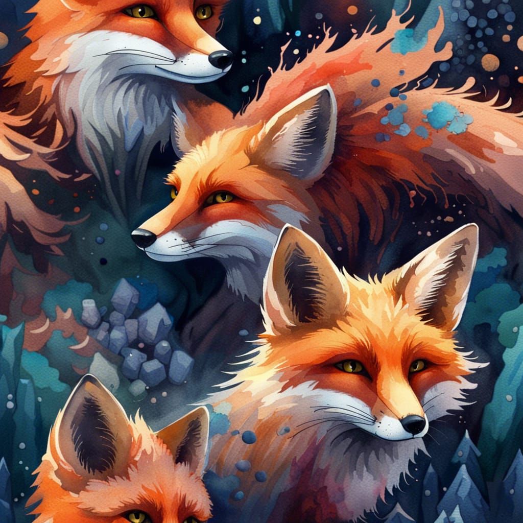 Watercolor Fox Fantasy Concept Art