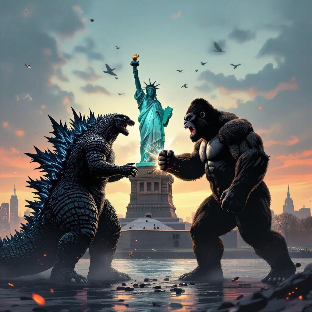 Godzilla vs King Kong in Futuristic Battle