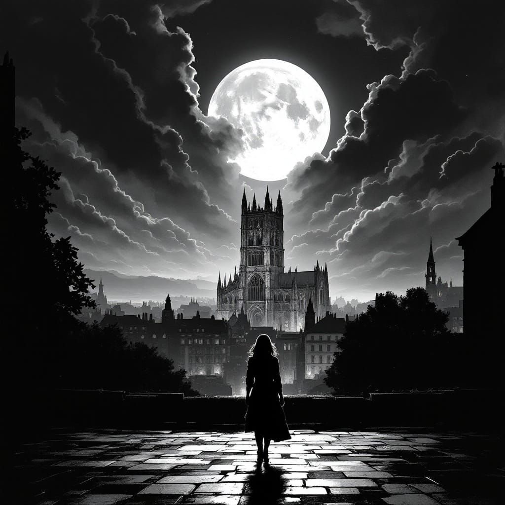 Bath City Silhouette Under Charcoal Sky