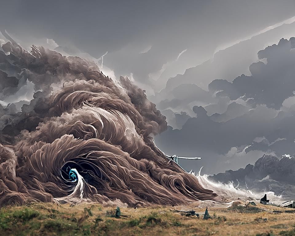 Devastating Hurricane Digital Artwork in Surreal Style