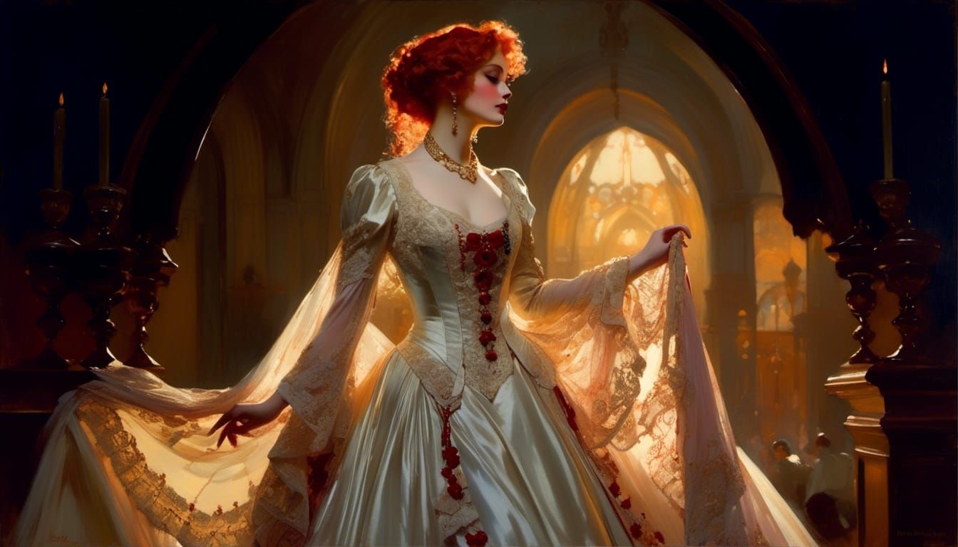 Victorian Vampire Portrait with Red Hair