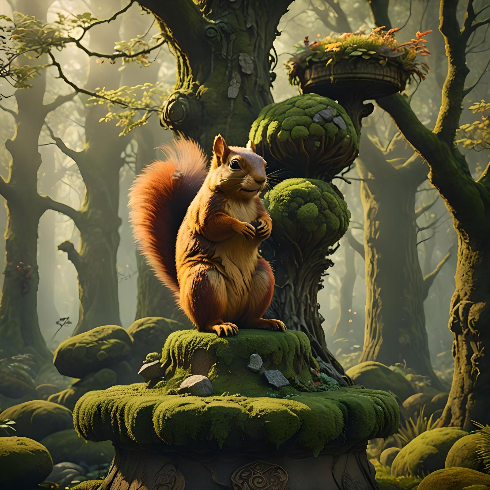 Detailed Topiary Squirrel Fantasy Concept Art