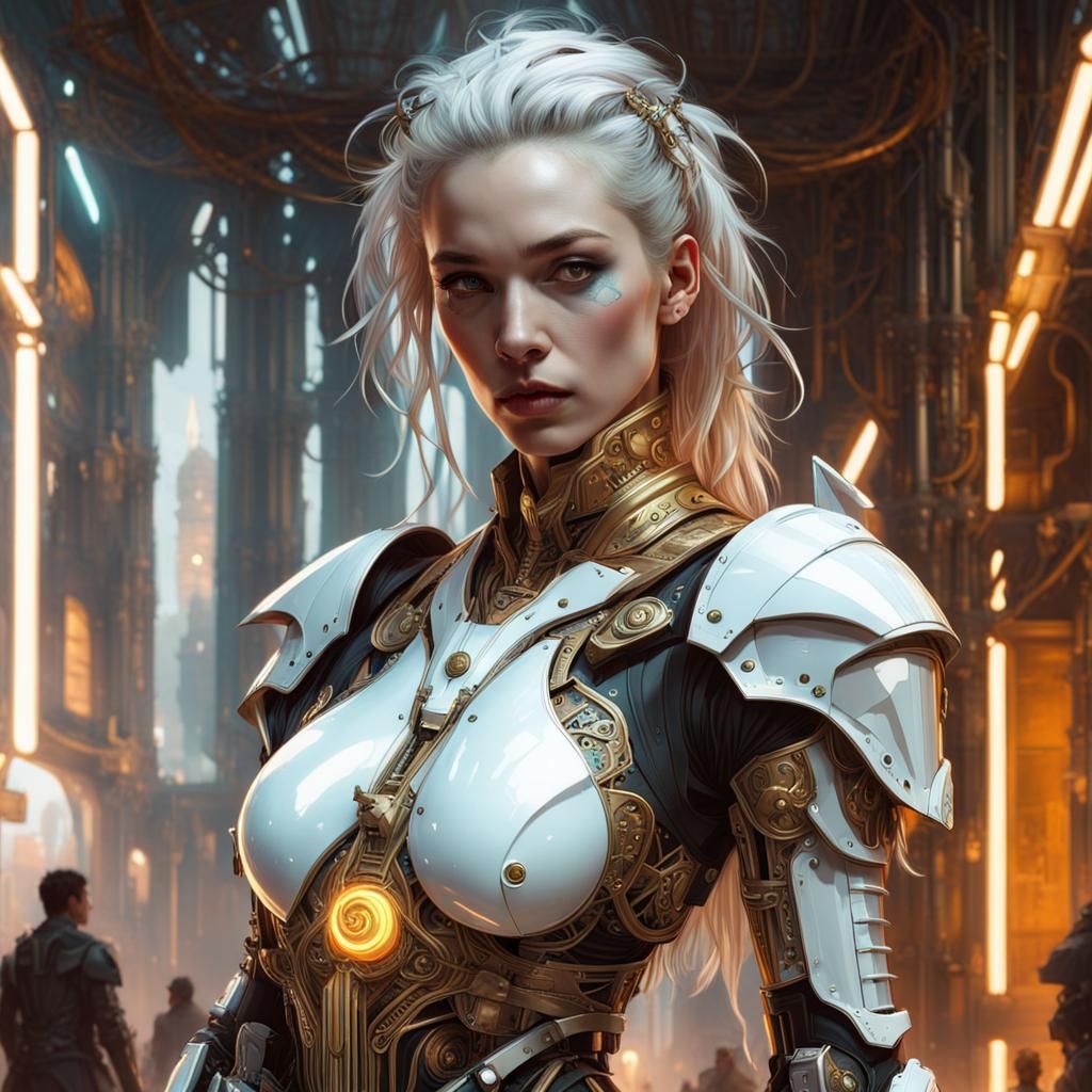 Futuristic Cyberpunk Knight with Neon Sword