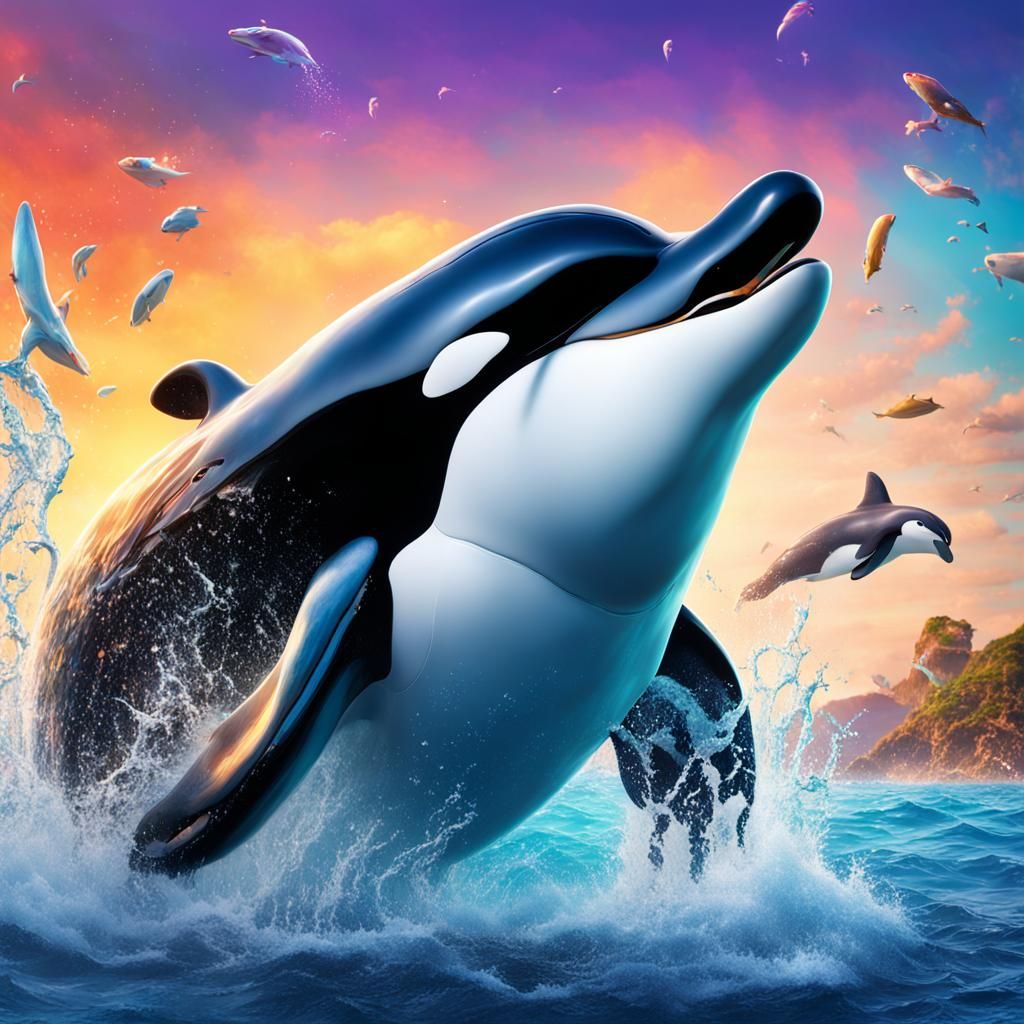 Hyperrealistic Free Willy Poster in Splash Art Style