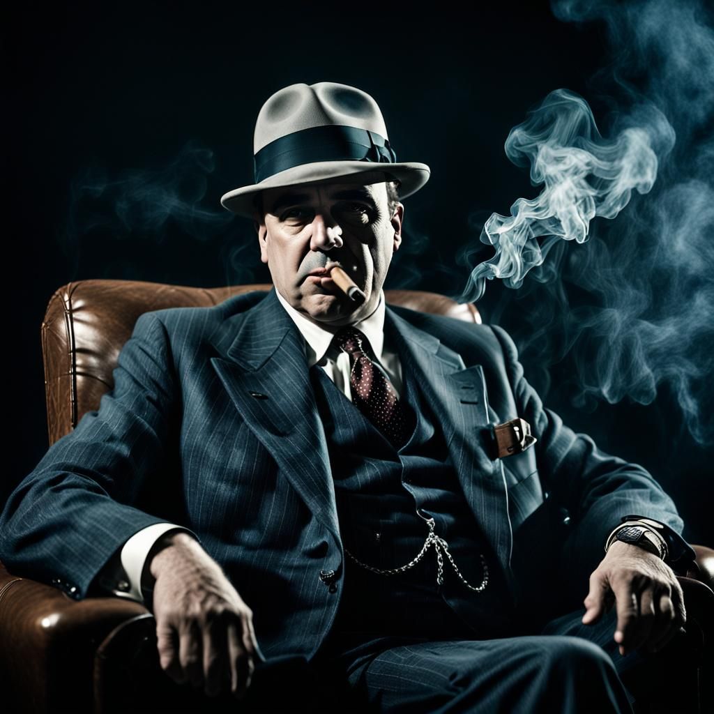 Film Noir Portrait of a Gangster Smoking