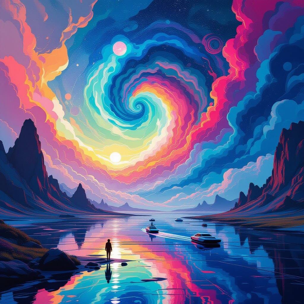 Surreal Dreamscape in Vibrant Digital Art Style
