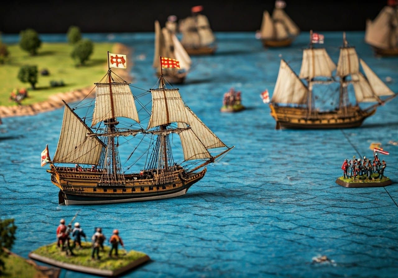 Spanish Armada Wargaming Table in Romantic Style
