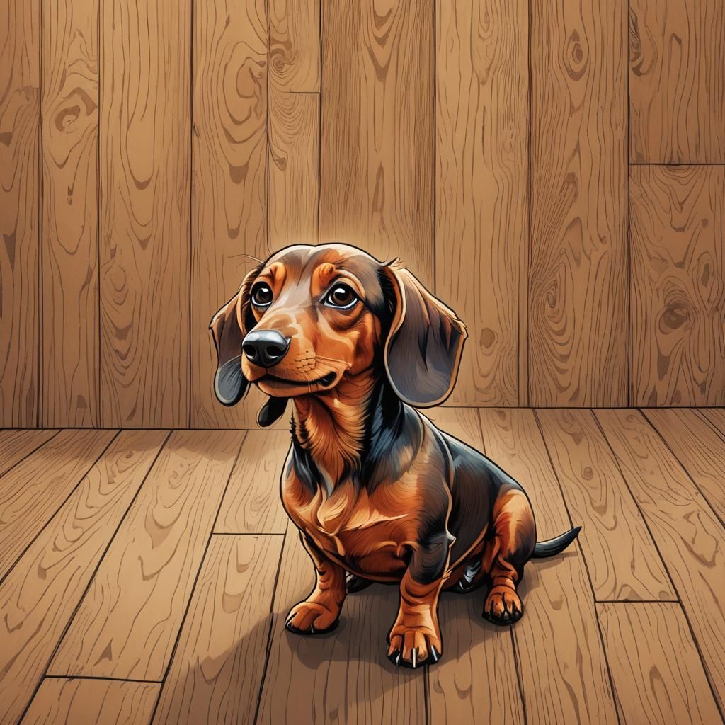 Funny Dachshund Farting: Whimsical Cartoon Illustration