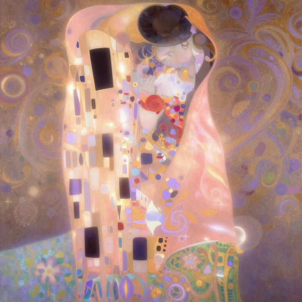 Abstract Embrace of Rose Gold and Lavender Light