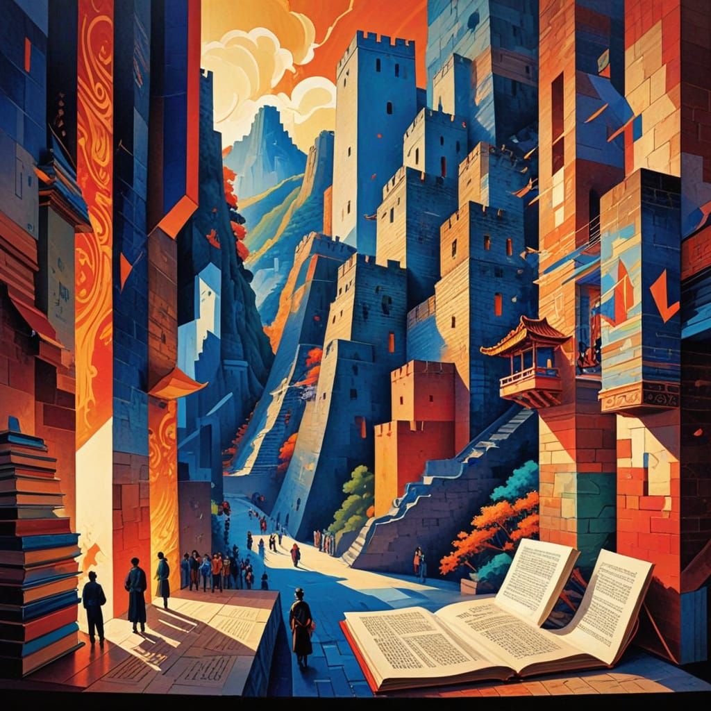 Great Wall Book Fair with Digital & Ancient Books, Cubist St...