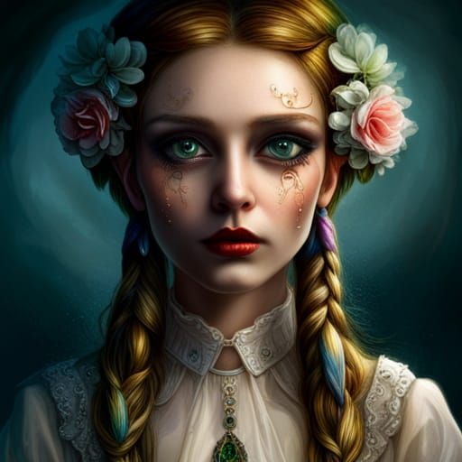 Creepy Gothic Elf Portrait in Victorian Voodoo Style