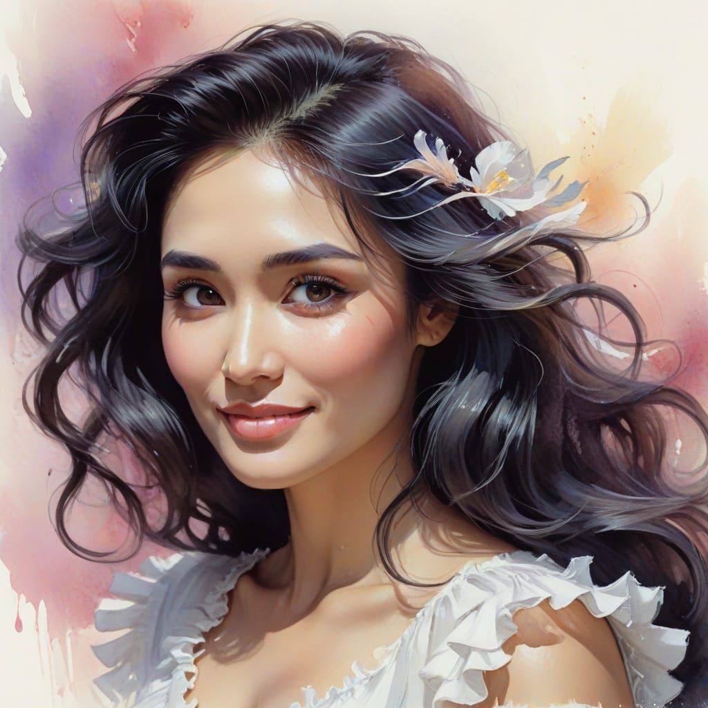 Watercolor Portrait Inspired by Frank Frazetta