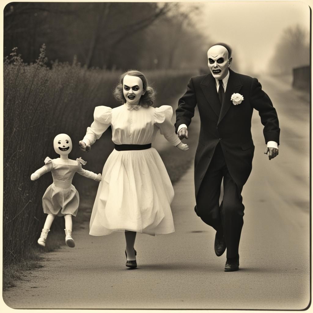Evil Dummy Chasing Girl in Simple Scene
