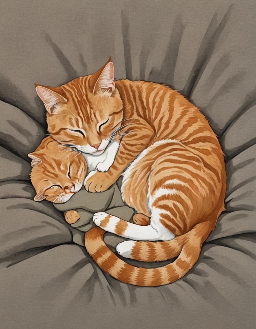 Contented Orange Tabby Cat Napping on Lap