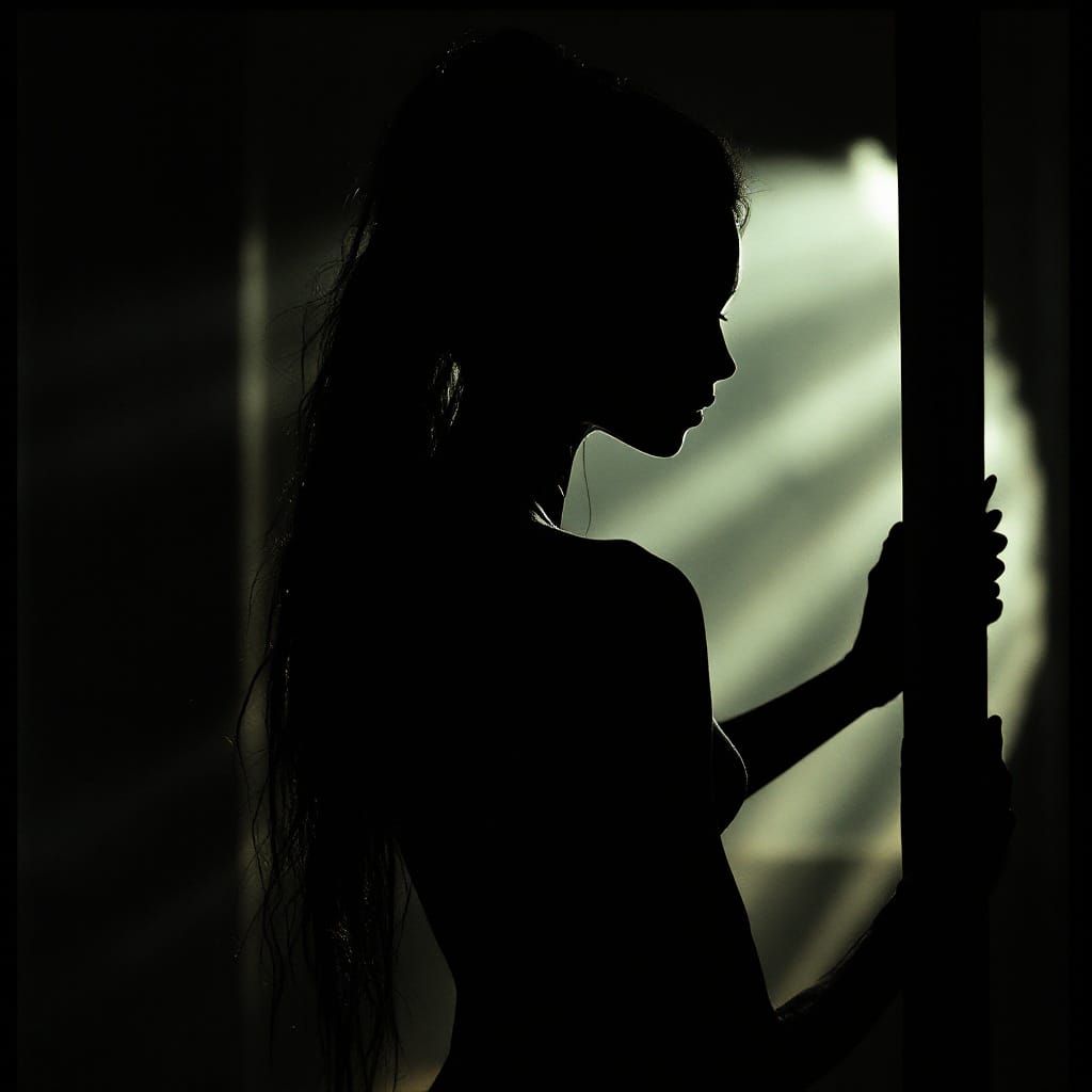 Elven Pole Dancer Silhouette in Dramatic Cinematic Light