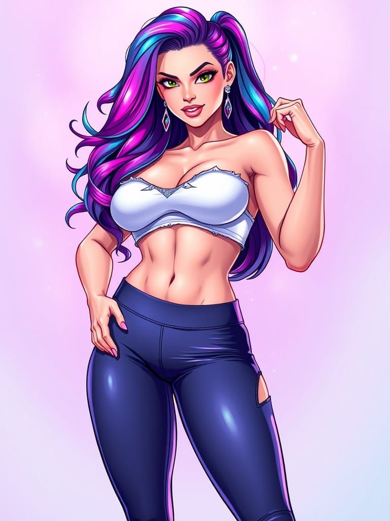 Confident Anime Woman with Toned Physique