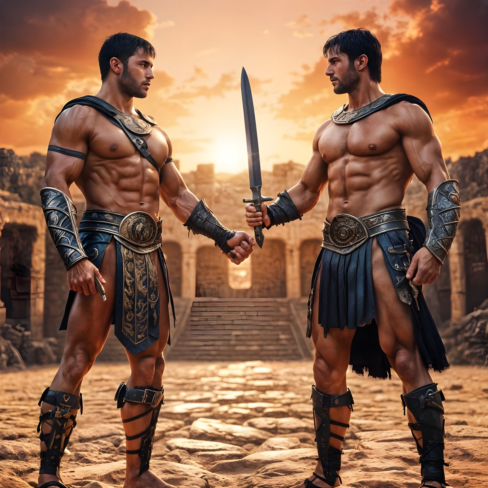 Gladiators Clash in Sunset Arena