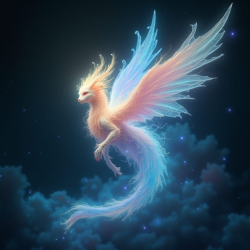 Surreal Dream Entity in Iridescent Glow