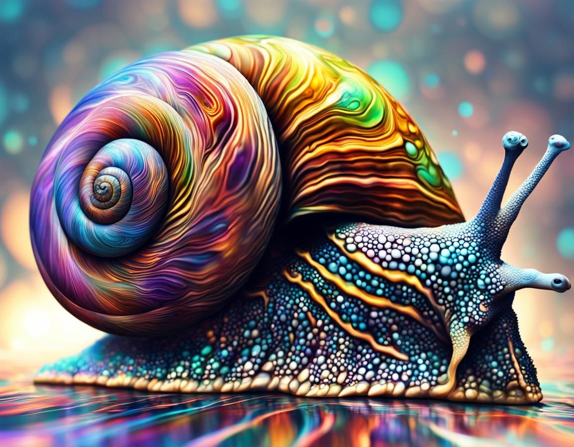 Fractal Snail: Hyperrealistic Splash Art