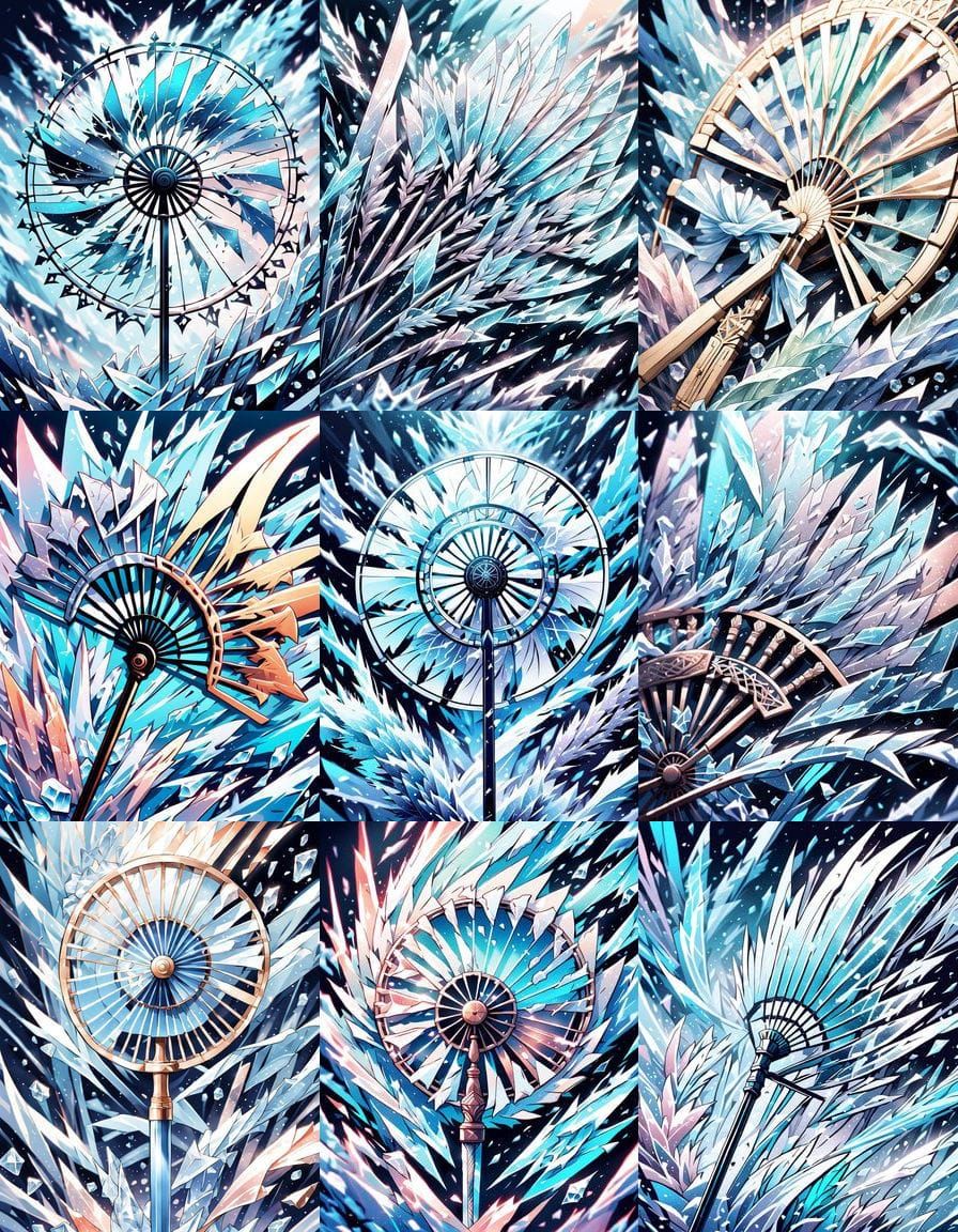 Elegant Bladed Fan Dance in Anime Style