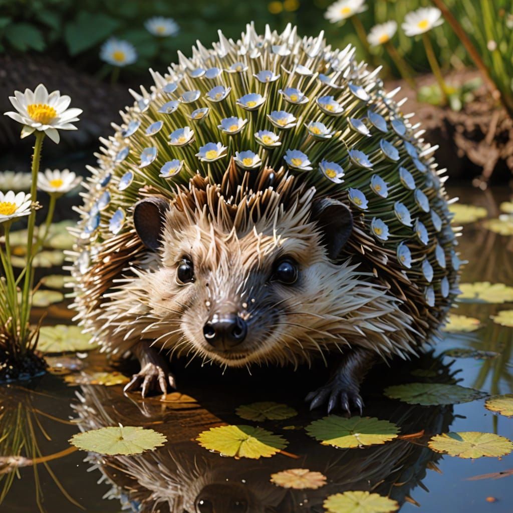 Hedgehog Formed From Flowing Spring Water