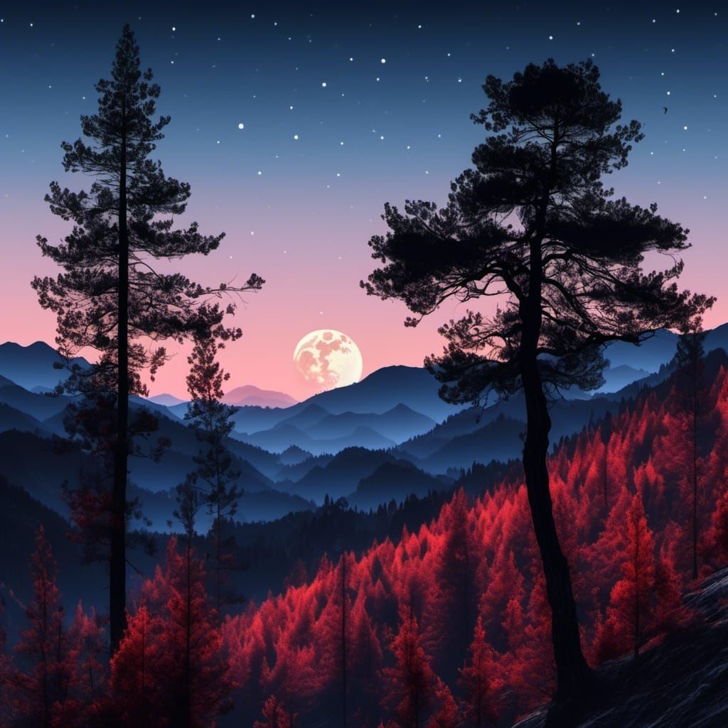 Mountain Range Silhouette at Twilight