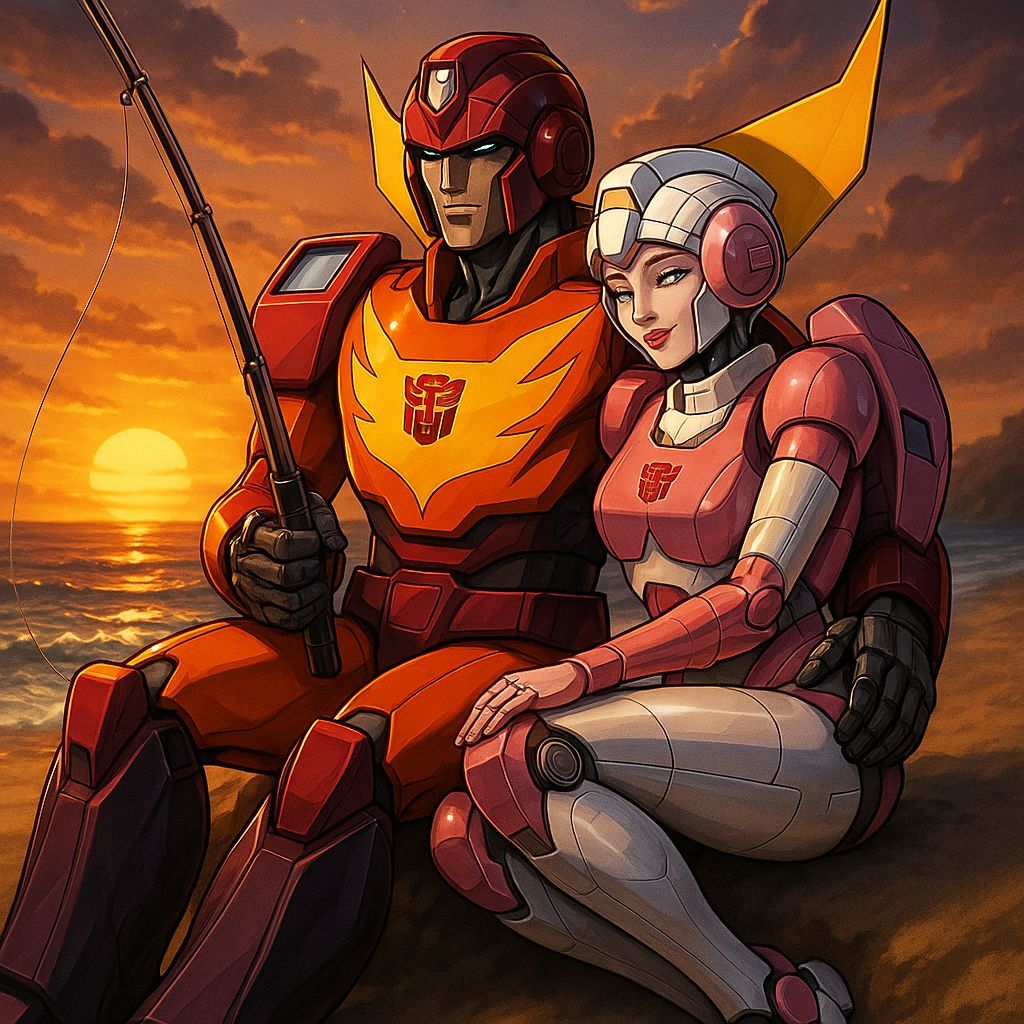 Arcee and Hot Rod Fishing at Sunset
