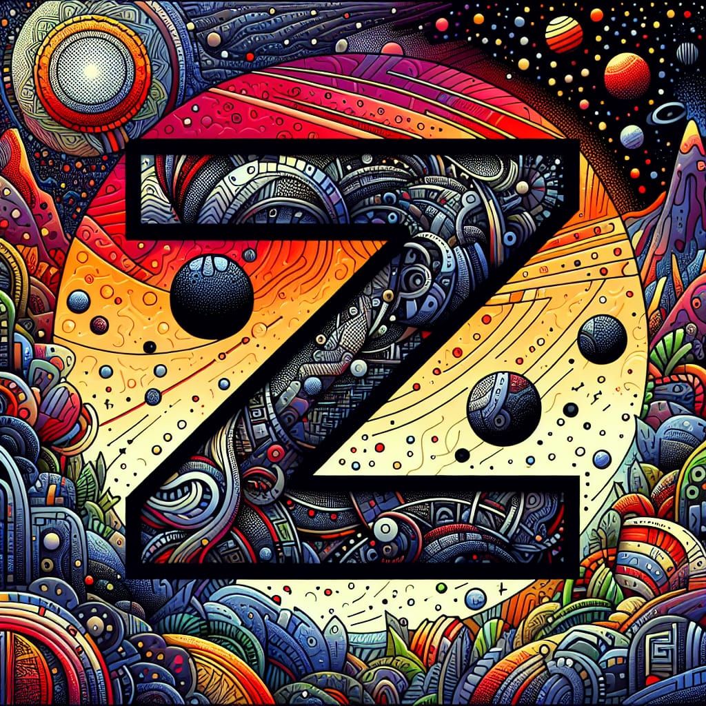 Typographic Black Megalithic Letter Z on Alien Planet