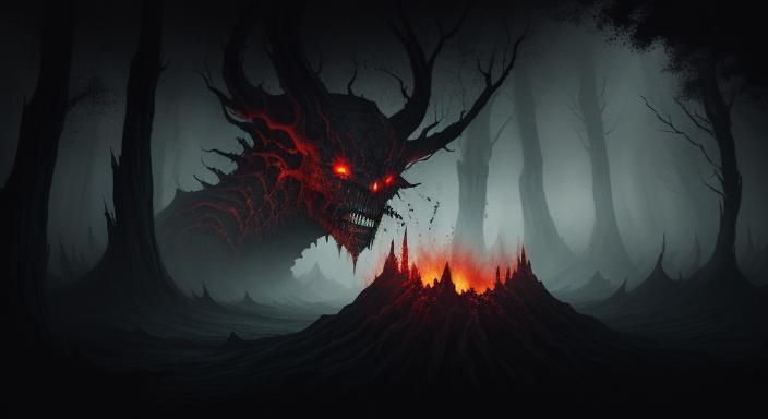 Grotesque Creature Lurking in Darkness