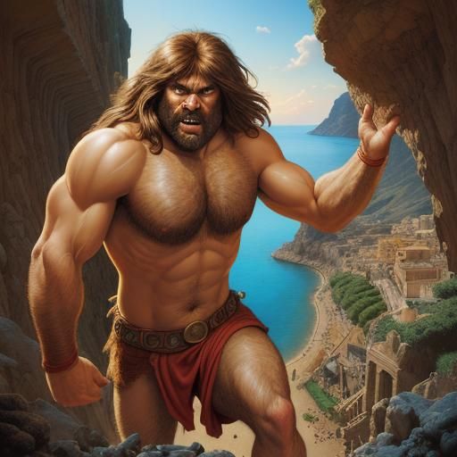 Sicily as Caveman in Comic Book Art Style