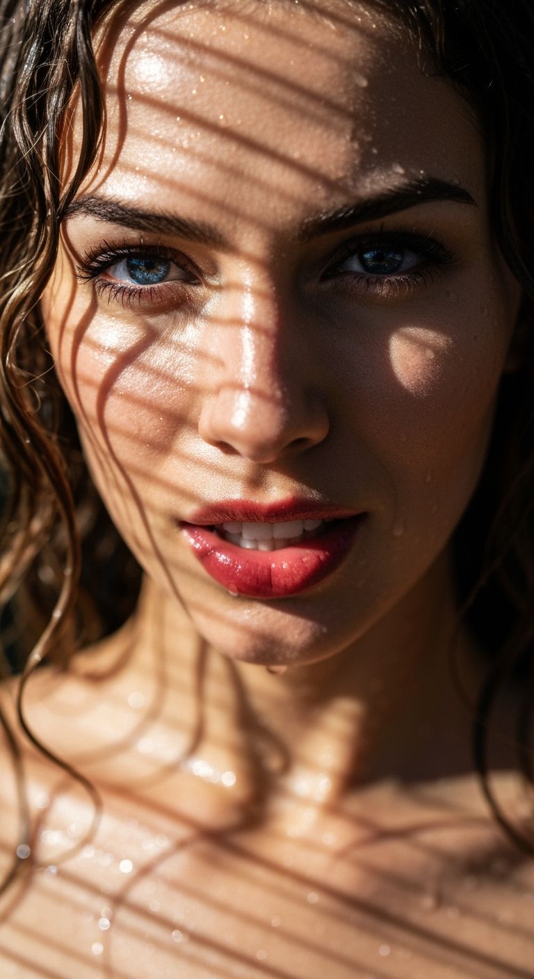 Stunning Woman Portrait with Dynamic Sun Rays