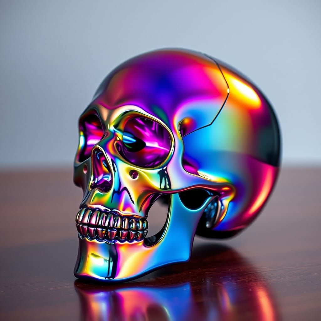 Vibrant Titanium Skull in a Modern Setting