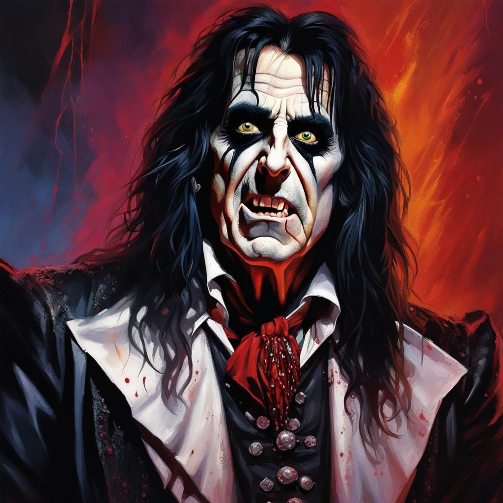 Alice Cooper as Dracula in Hyperrealistic Style