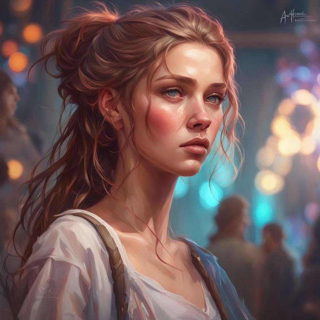 Beautiful Teenage Girl Portrait in Hyperdetailed Style