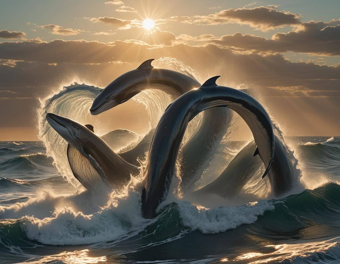 Colossal Eel-Whale Hybrid Breaching Ocean Surface