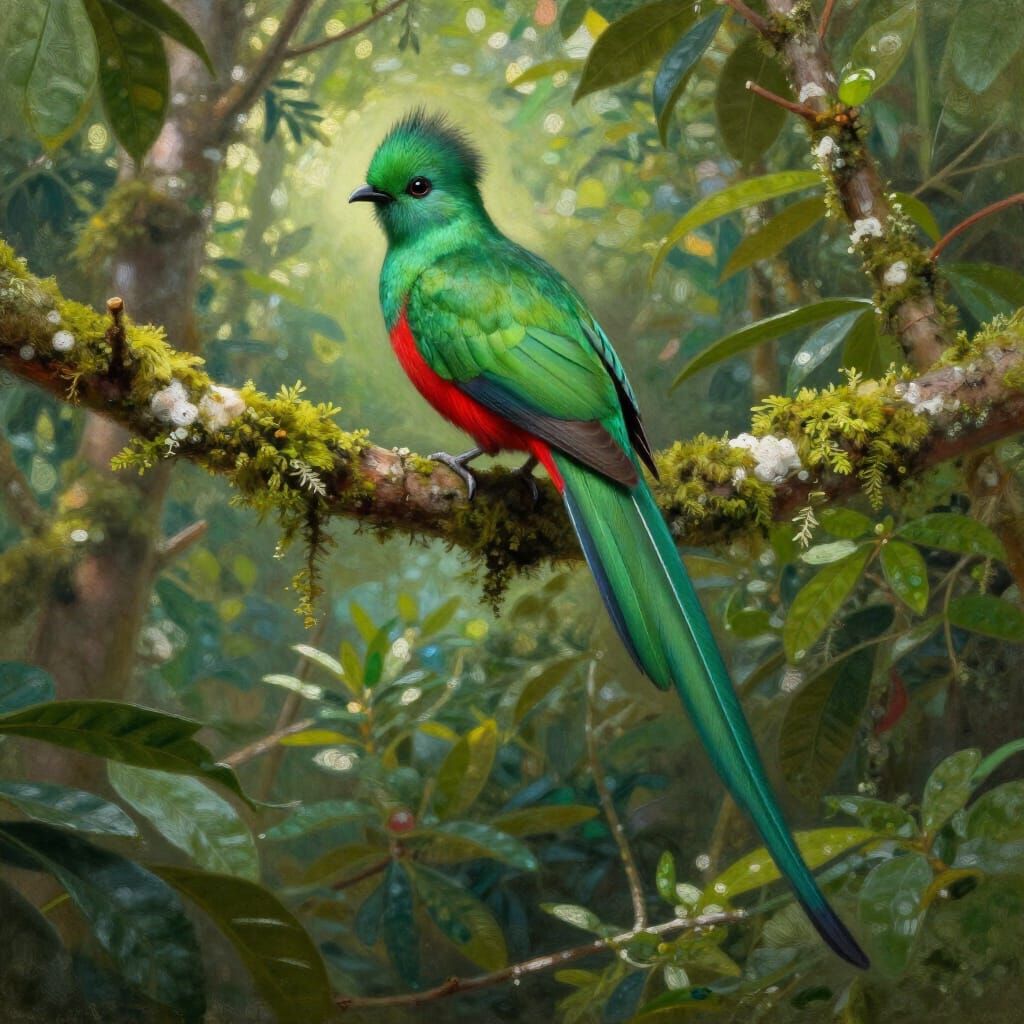 Resplendent Quetzal Perched in Cloud Forest