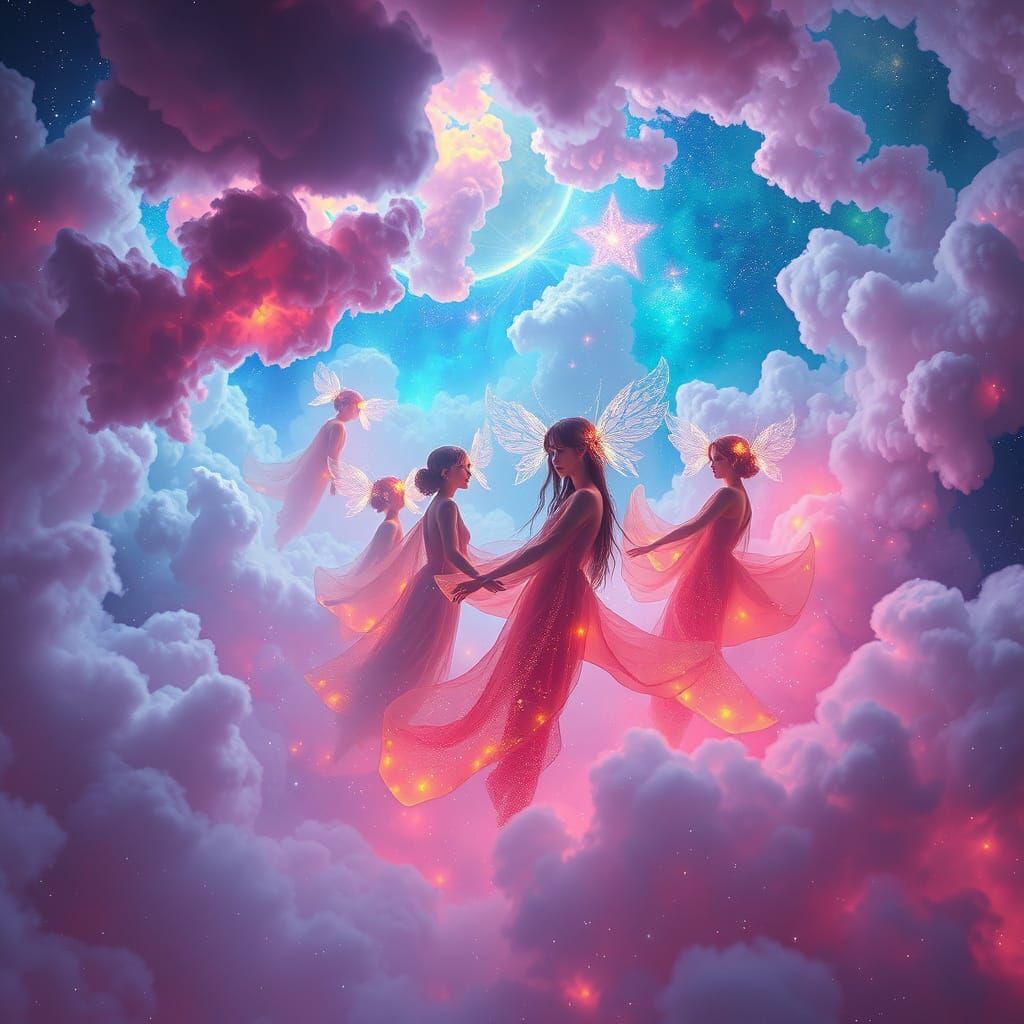 Surreal Ethereal Beings in a Kaleidoscopic Dreamworld